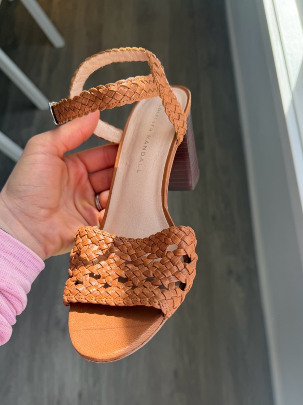 Loeffler Randall Liana Woven Tan Block Heel Sandals